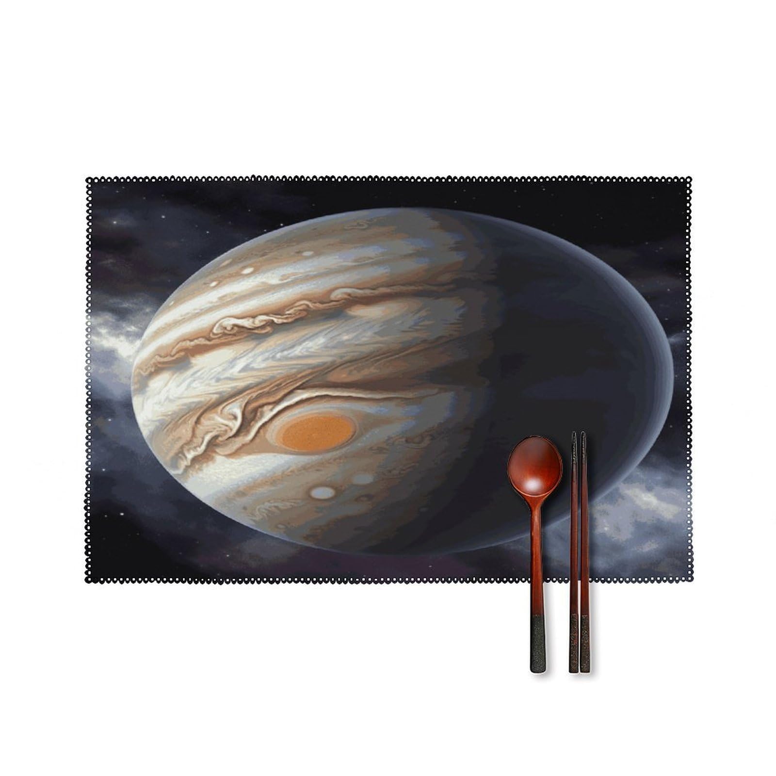 Jupiter Landscape Placemats Set of 6 Heat-Resistant Washable Place Mats Wipeable Kitchen Placemat Easy to Clean for Indoor Outdoor Party Kitchen Decoration