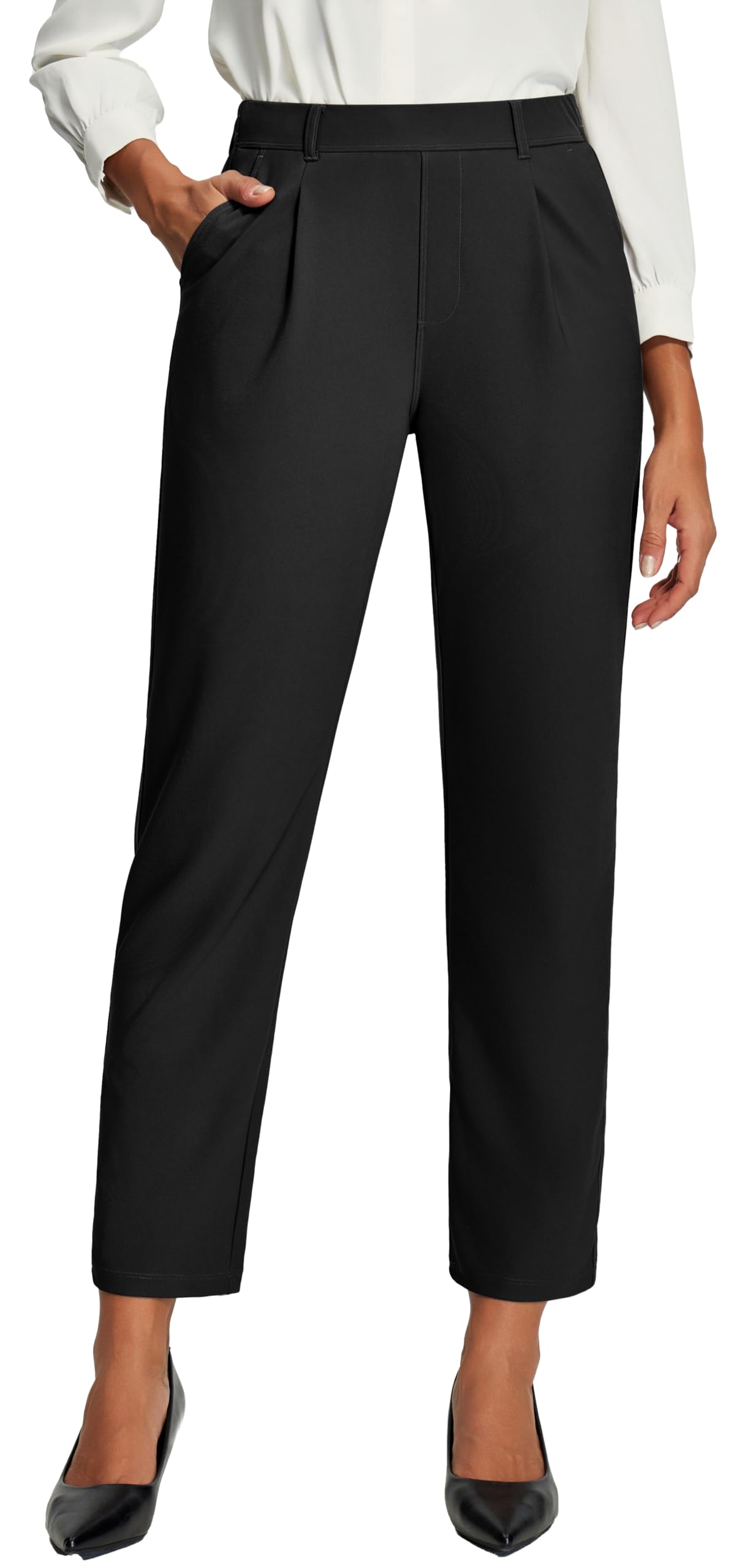 IUGA Womens Work Pants High Waisted Pull On Dress Pants Business Casual Trousers Office Stretchy Slacks with Pockets