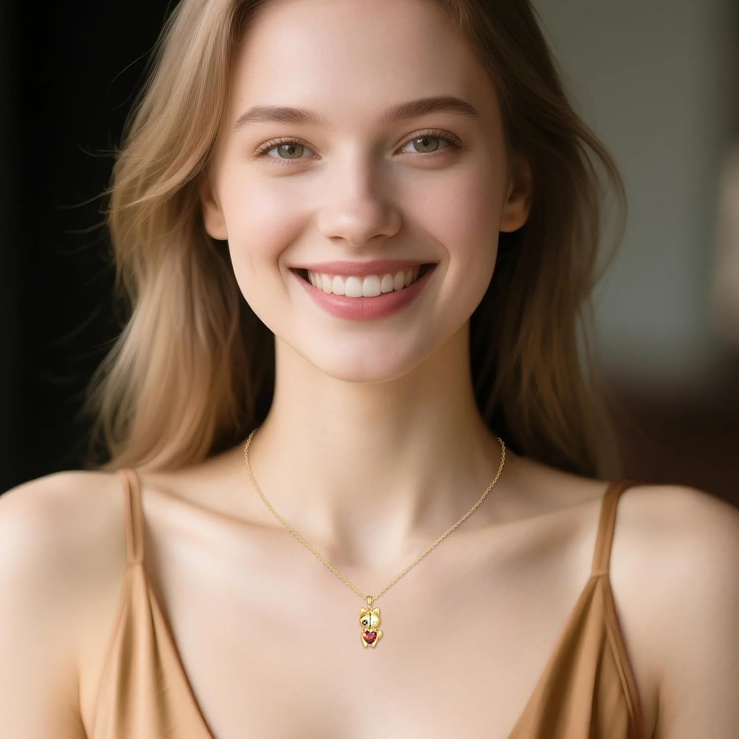 DOVRAN 14K Gold Voodoo Cat Necklace for Women Real Yellow Gold Gothic Pendant Witch Jewelry Gifts for Her - Image 3