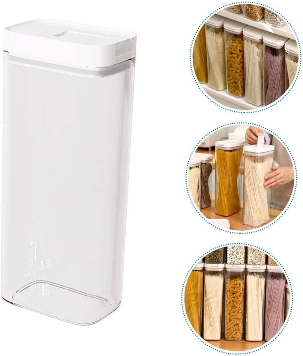 Airtight Pasta Organizer Canister Storage Container for Pantry Reusable Noodle Keeper for Spaghetti Nuts and Dried Fruits Elegant Transparent Design