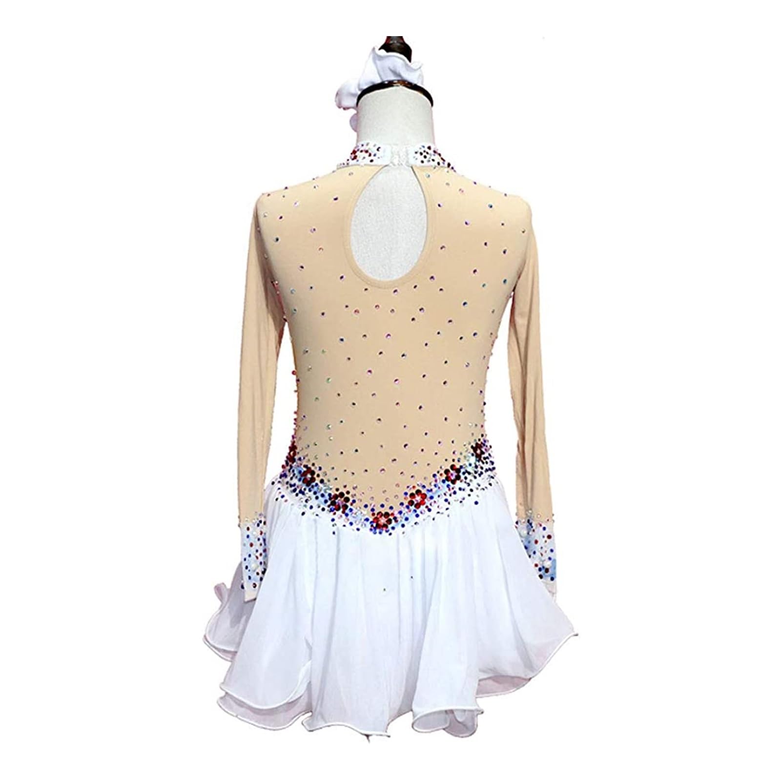 Sukienka Do Łyżwiarstwa Figurowego Z Długimi Rękawami, Rhinestone Girls Dance Unitard, Damska Odzież Do Tańca Na Zawody