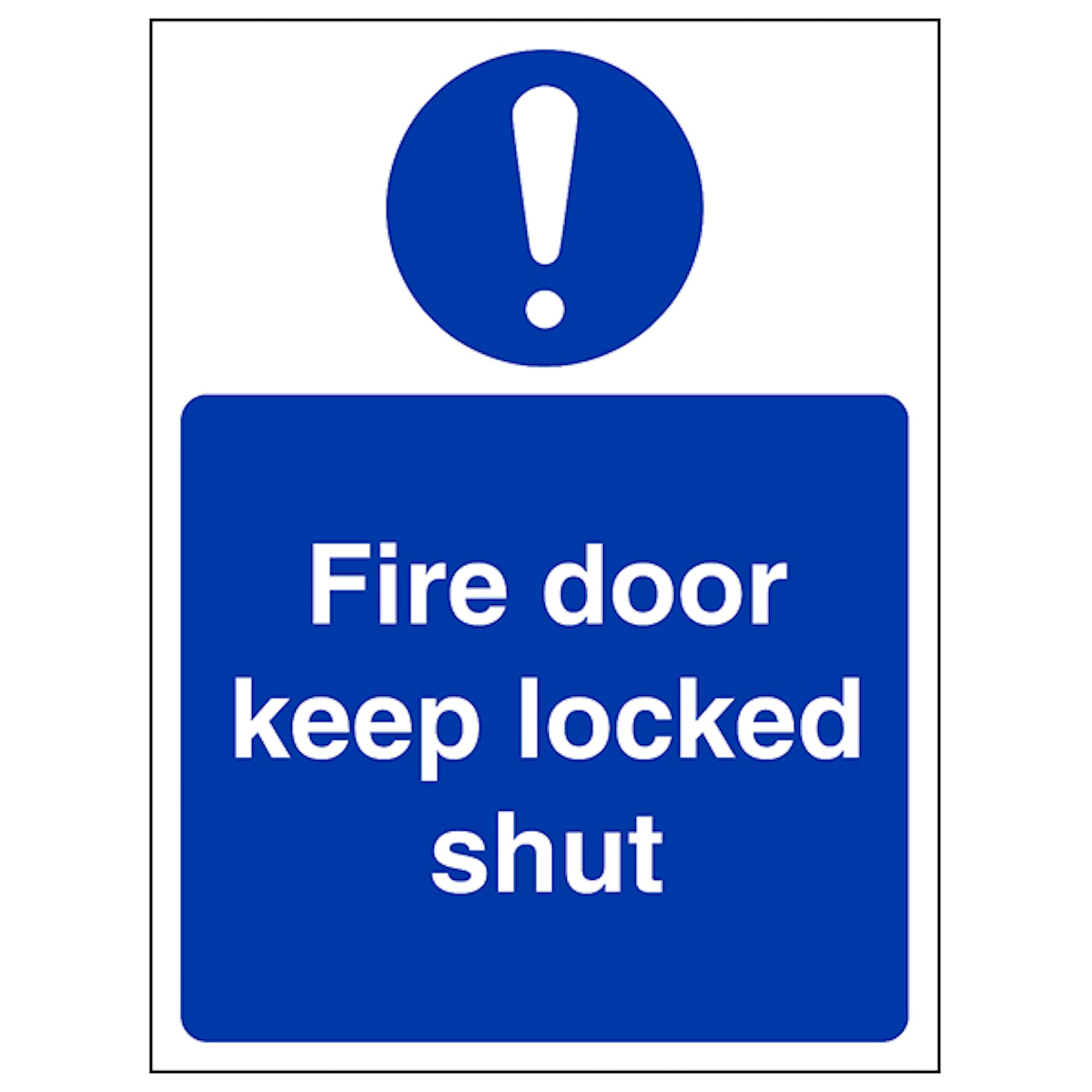 V Safety Fire Door Keep Locked Shut - Portrait 100 x 150 mm - 3mm Aluminium Composite Safety Sign