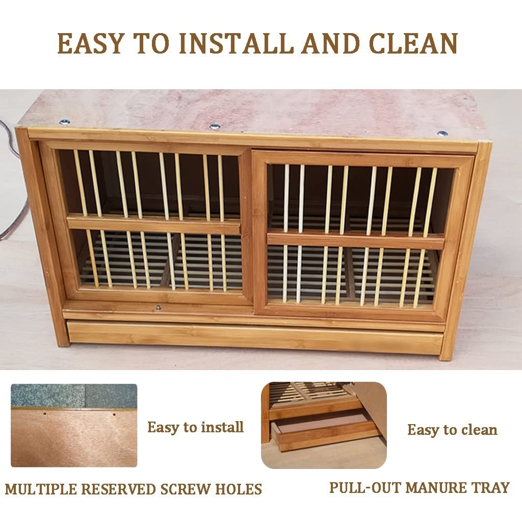 Jaula para pájaros Jaula para palomas con puerta de empuje y tracción, aviario para pájaros y palomas mensajeras, jaula para pájaros de bambú para mascotas, gallinero de granja familiar, caja nido pa