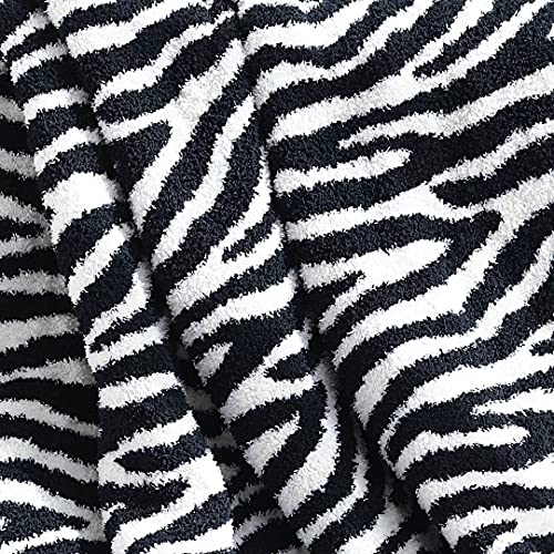 Soft Fluffy Textured Decorative Throw Super Soft Lightweight & Warm Knitted Zebra Pattern Blanket For Bed Sofa Couch Travel, Black And White #TOP3