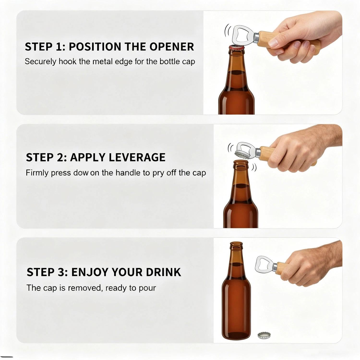 Apribottiglie in legno, apribottiglie per birra, apribottiglie con manico in legno, regalo per uomini e amanti della birra, 50 pezzi