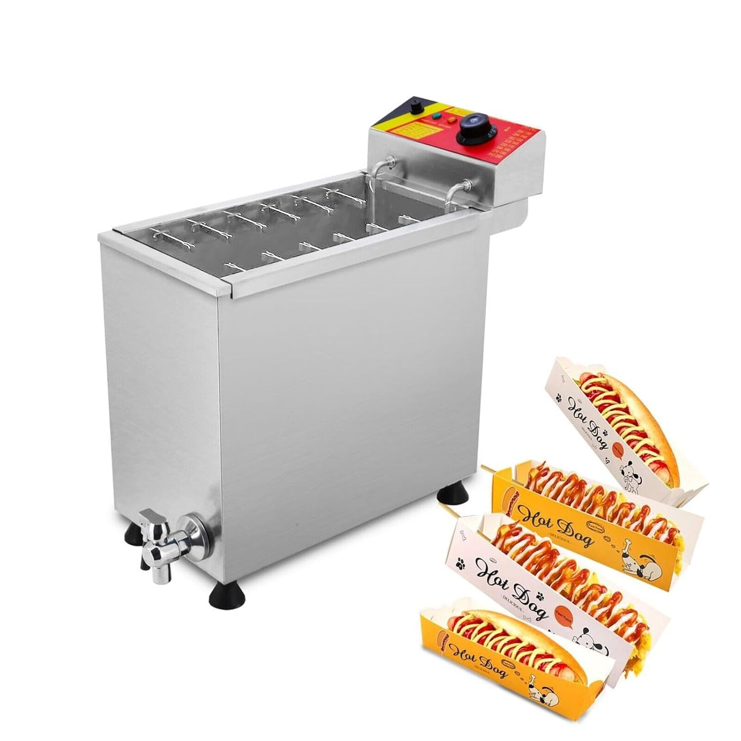 Automatic 25L Cheese Hot Dogs Sticks Frying Machine Hot Dog Making Machine Hot Dog Fryer 110V
