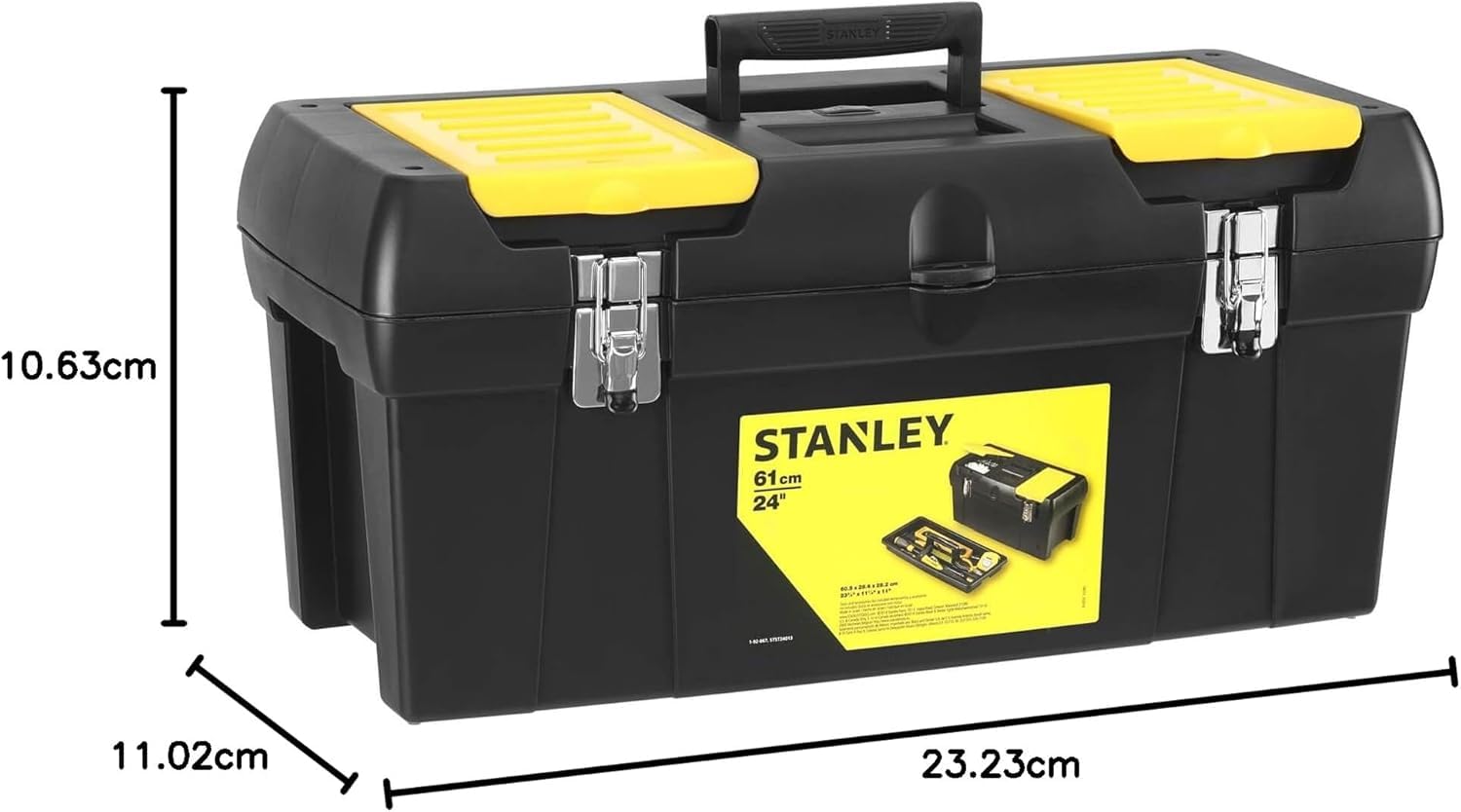 STANLEY Toolbox with Metal Latch, 2 Lid Organisers Portable Tote
