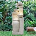 42.52" Outdoor Garden Water Fountain with Lights 4 Tiers Cascading Large Waterfall Floor Standing Fountain for Patio, Backyard, Deck, Porch and Home Art Decor