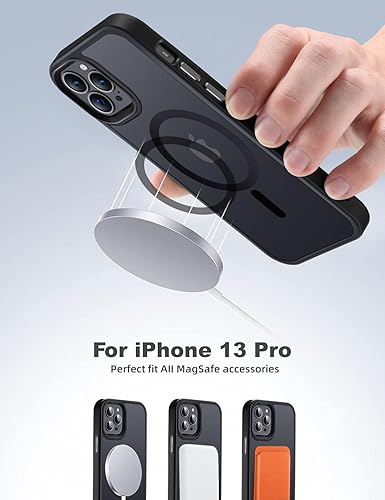 Miniatura 2 de Funda para iPhone 13 Pro con diseño previsto para MagSafe resistente a las caídas de 10 pies, con sensación de piel mate, cubierta trasera, llaves