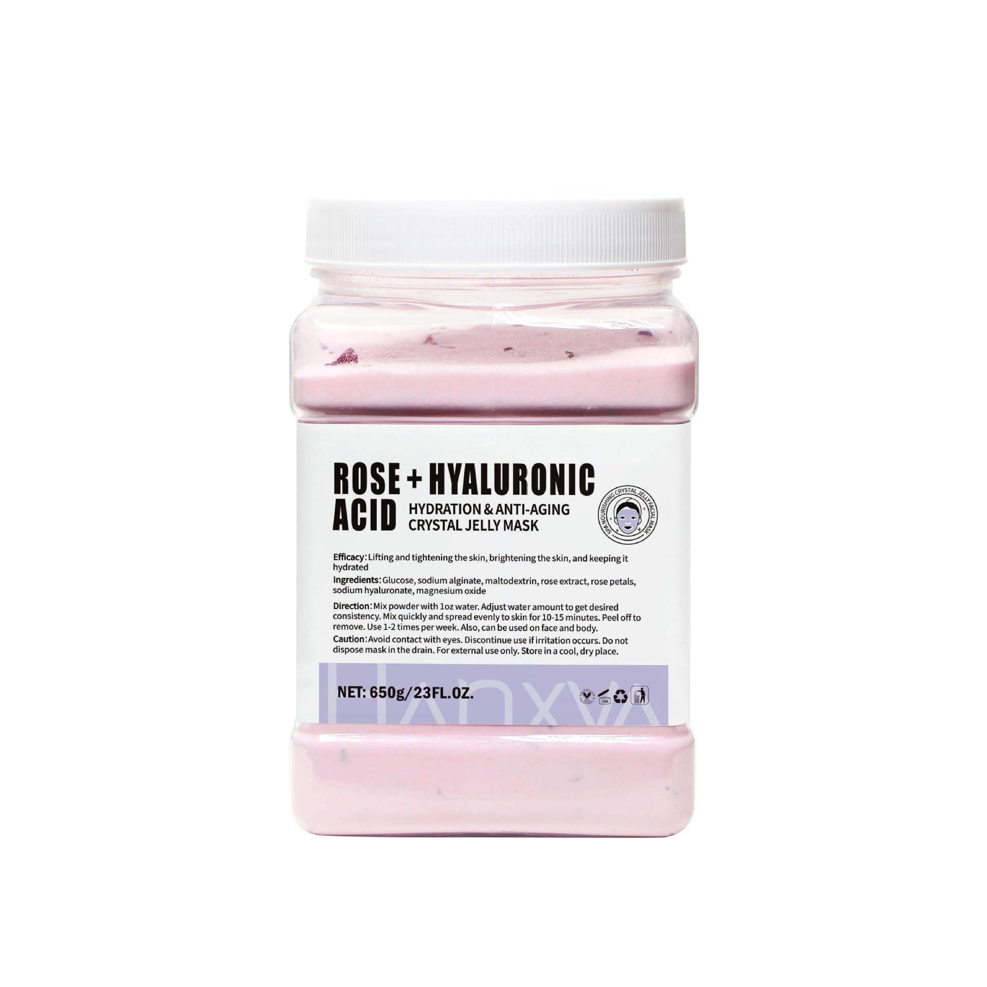ChicNana Jelly Face Mask Peel Off Powder 650g Moisturizing and Hydrating Repair and Smooth Skin Care for Home Salon Spa (Rose Hyaluronic Acid)