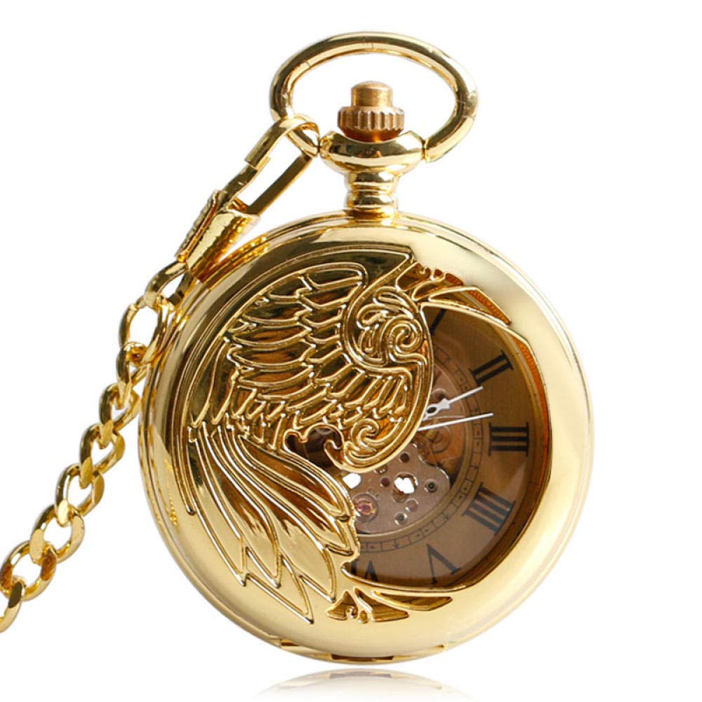 Zegarek kieszonkowy fajny złoty Hollow Phoenix Design cyfra rzymska Steampunk samonakręcający się mechaniczny zegarek kieszonkowy relojes de bolsillo