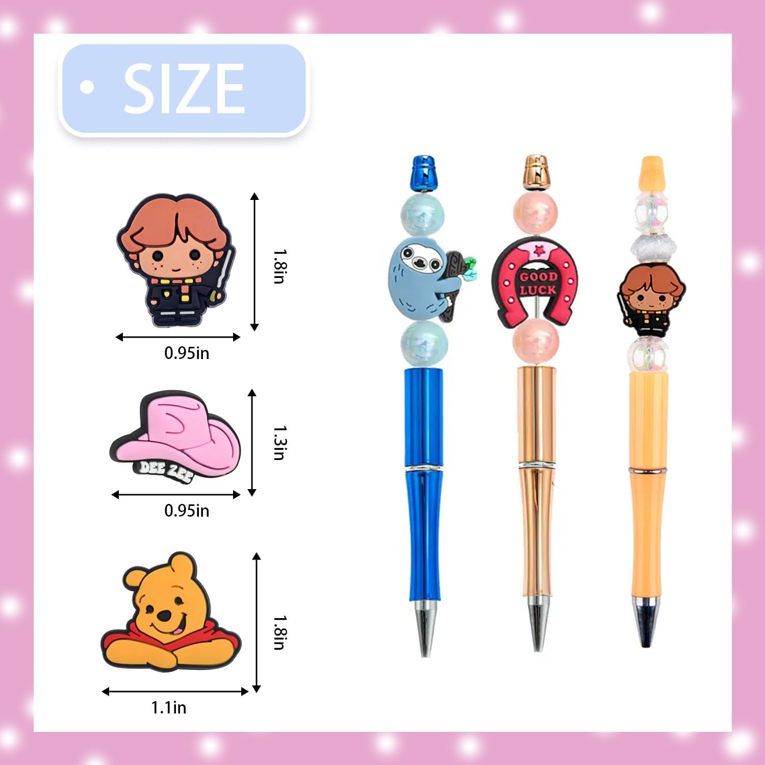 125Pcs Focal Beads for Pens, Random Cute Character Focal Beads for Keychains Making DIY Bracele Jewelry Making, Only Applicable to Adults