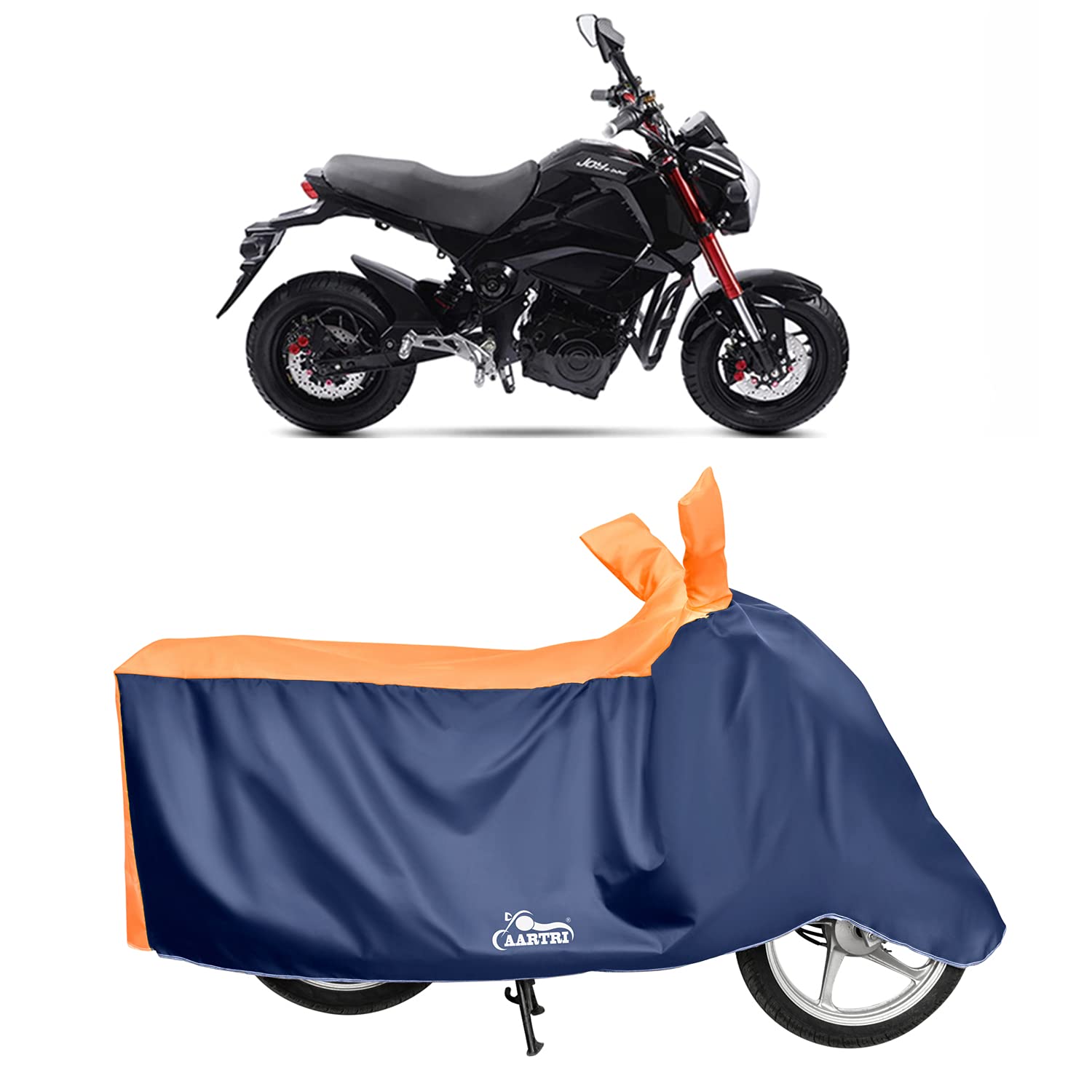 Cover Lab - Joy e-Bike Monster New BS6 100% Waterproof - Dust Proof - Full Bike Scooty Two Wheeler Body Cover for Joy e-Bike Monster (Strip Orange)