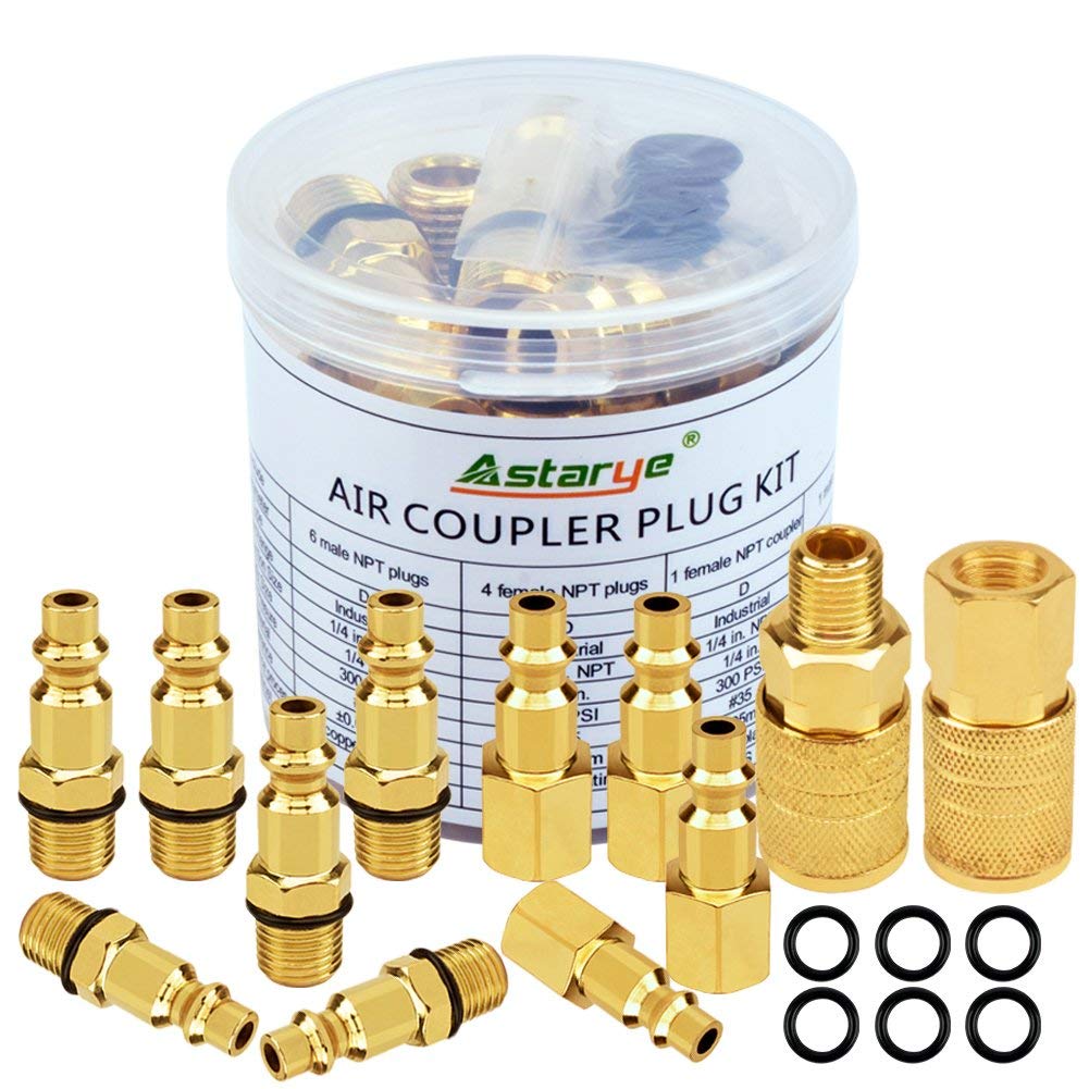 astaryeAir Coupler Connector Kit 1/4" NPT-12 Pcs Air Compressor Fittings American Pneumatic Quick Connector