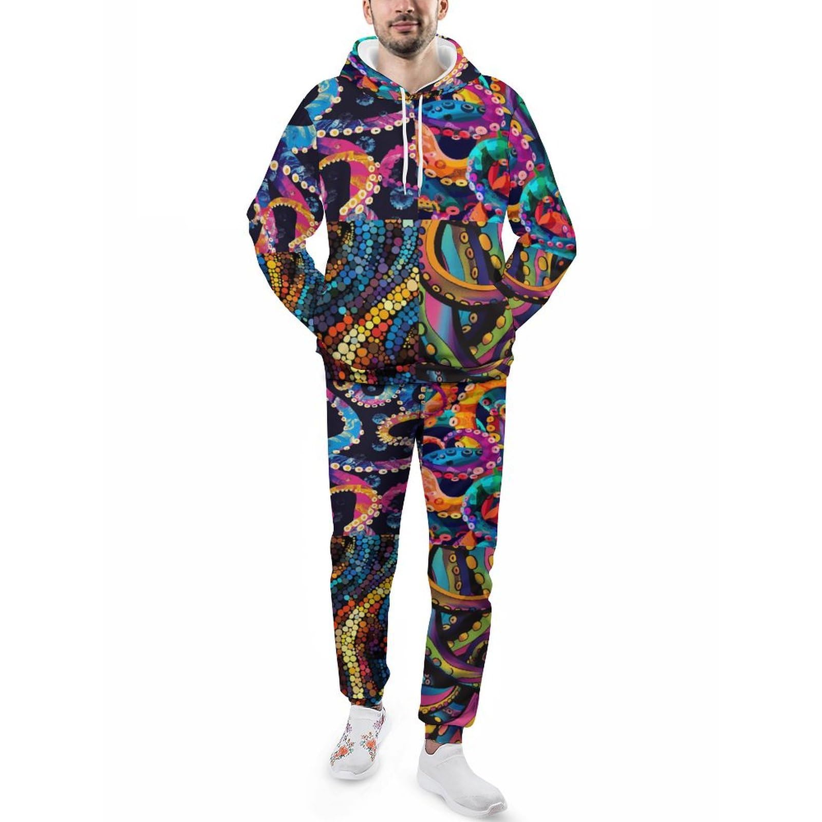 Set di felpa con cappuccio da uomo con stampa 3D di animali alla moda, felpa con cappuccio e pantaloni, tuta da jogging da uomo, set da 2 pezzi