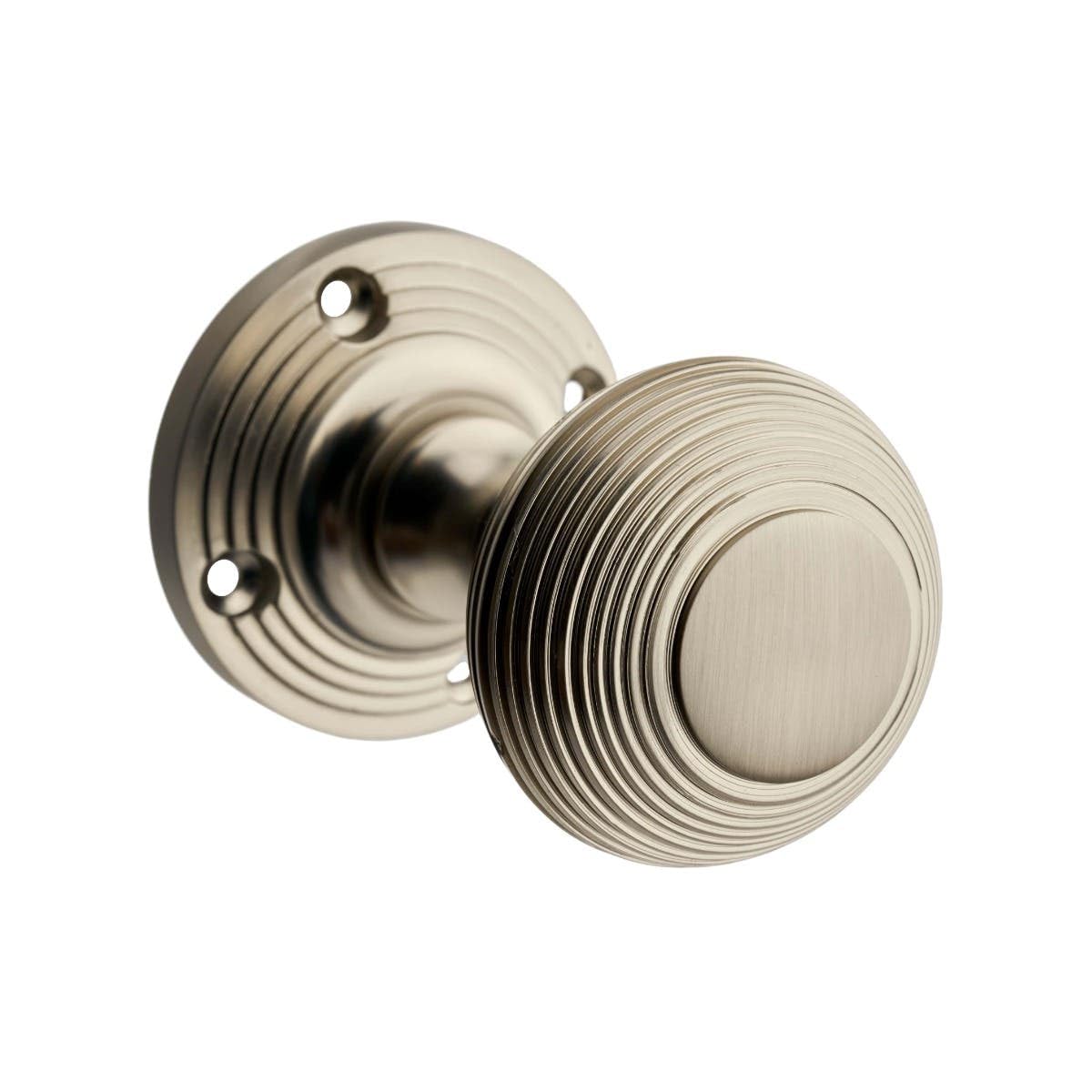 Designer Levers Brushed Satin Nickel - Beehive Mortice Door Knob - Pair