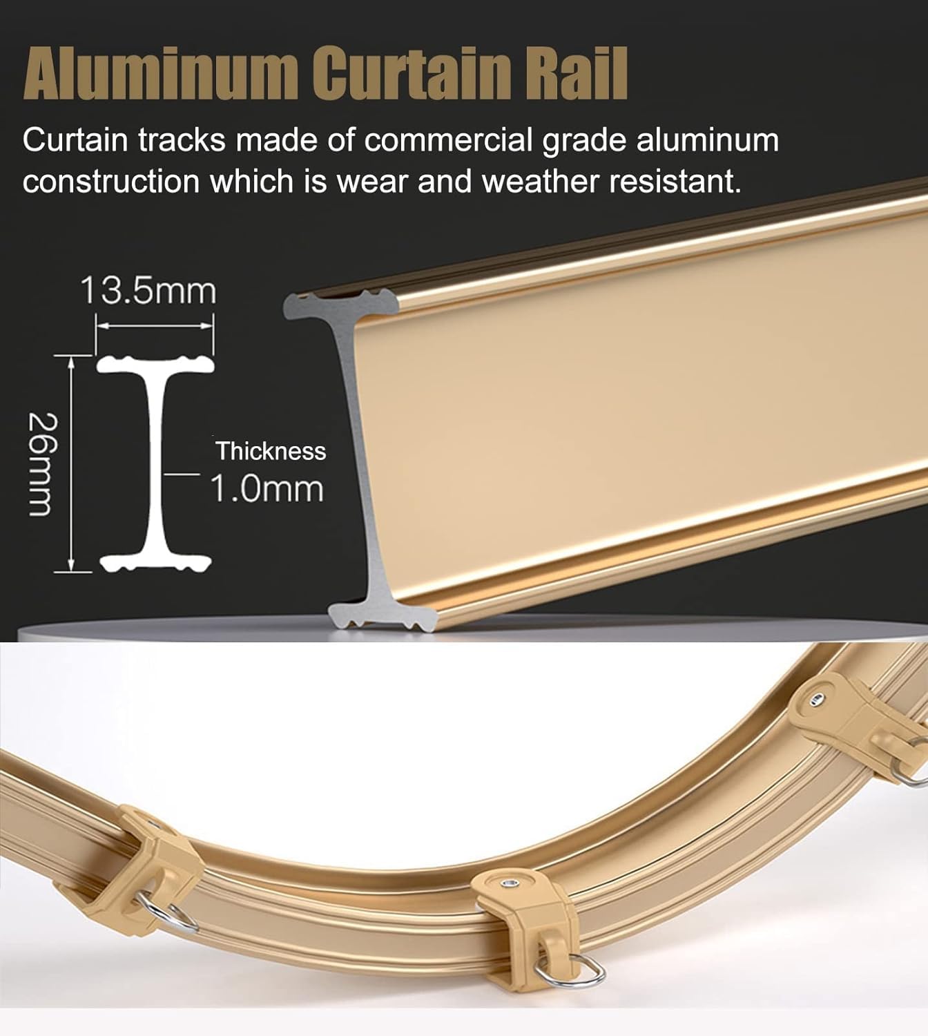 Binario flessibile per soffitto, resistente, pieghevole, divisorio, in alluminio, kit per doccia per camper, finestra a bovindo, 2 m, durevole e versatile (colore: scuro)