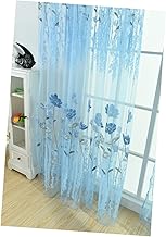 Garneck Cortinas Transparentes De Janela Cortinas Azuis Cortinas Florais Cortinas De Voile Janela De Flores De Tule Triagem De Janela Cortinas Transparentes Azuis Cortinas Florais Azuis