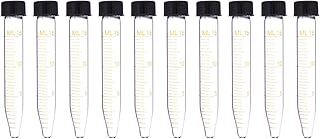 Balacoo Glass Centrifuge Tubes - 10pcs 15ml Conical Bottom Graduated Falcon Tubes with Black Screw Cap - Leak-Proof Test Tubes for Laboratory Scientific Experiment School