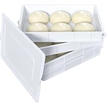 4 Packs Commercial Large Plastic Stackable Pizza Dough Proofing Box, Pizza Dough Tray with Lid, White