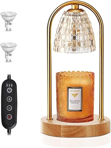 Miniatura 6 de Lámpara calentadora de velas derretidor de cera eléctrica regulable calentador de cera de arriba para cera perfumada con temporizador dorado