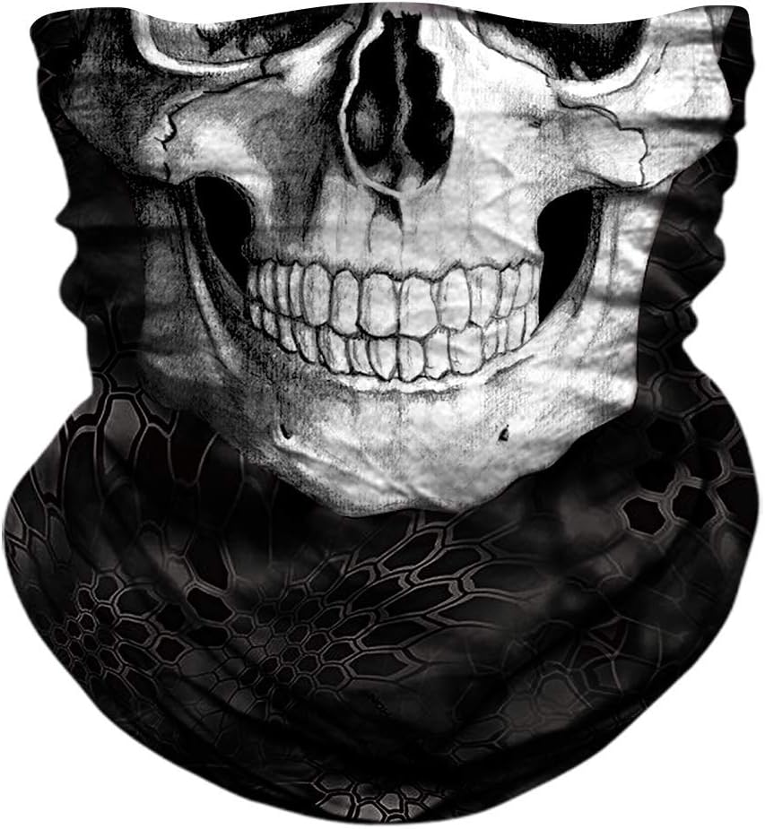 Skull Face Mask UV Sun Dust Neck Gaiter Bandana Headwear Motorcycle