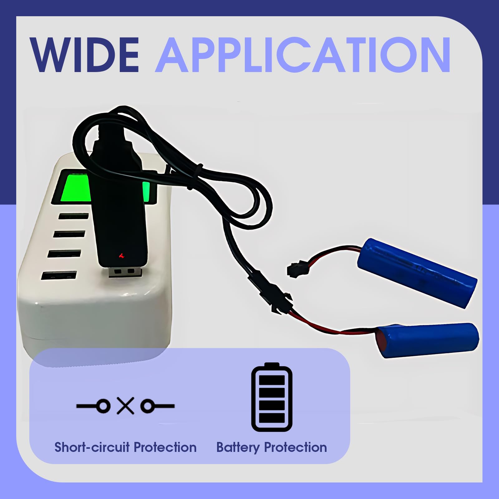 2 szt. Kabel USB do ładowania, akumulator litowo-jonowy 3,7 V z kablem ładującym USB Złącze SM 2P Wskaźnik LED do zabawek RC Samochodów Ciężarowych Drony Łodzie i samolotów Zdalnie sterowanych łodzi