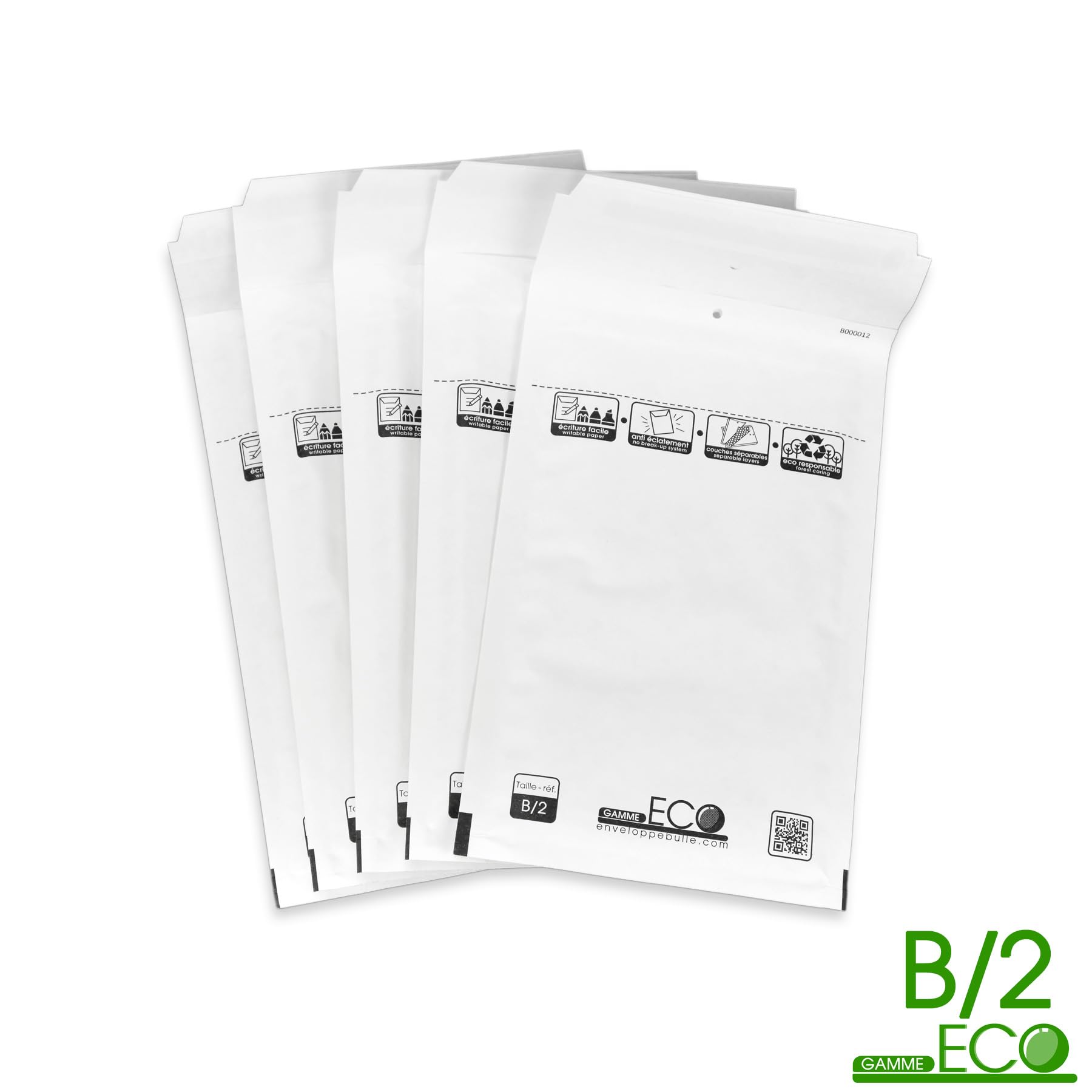 Lot de 1000 enveloppes à bulles ECO B/2 format 120x220mm