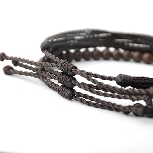 Miniatura 272 de Handmade Natural Stone Beaded Healing Bracelet Gift for Men Adjustable Rope String Bracelet (picasso jasper, Adjustable)