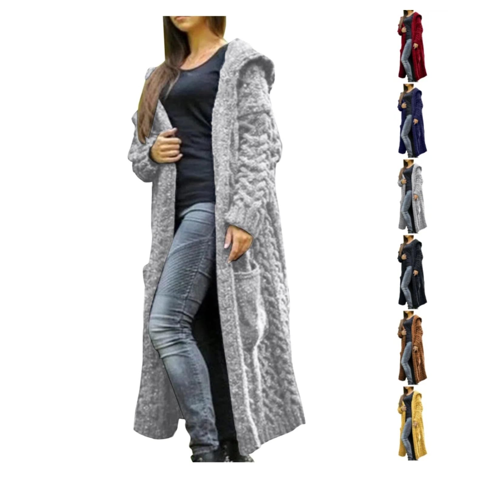 Long Cardigan Sweater for Women Fall Open Front Coat Long Sleeve Cable Knit Loose Outerwear Trendy Jacket Clothes