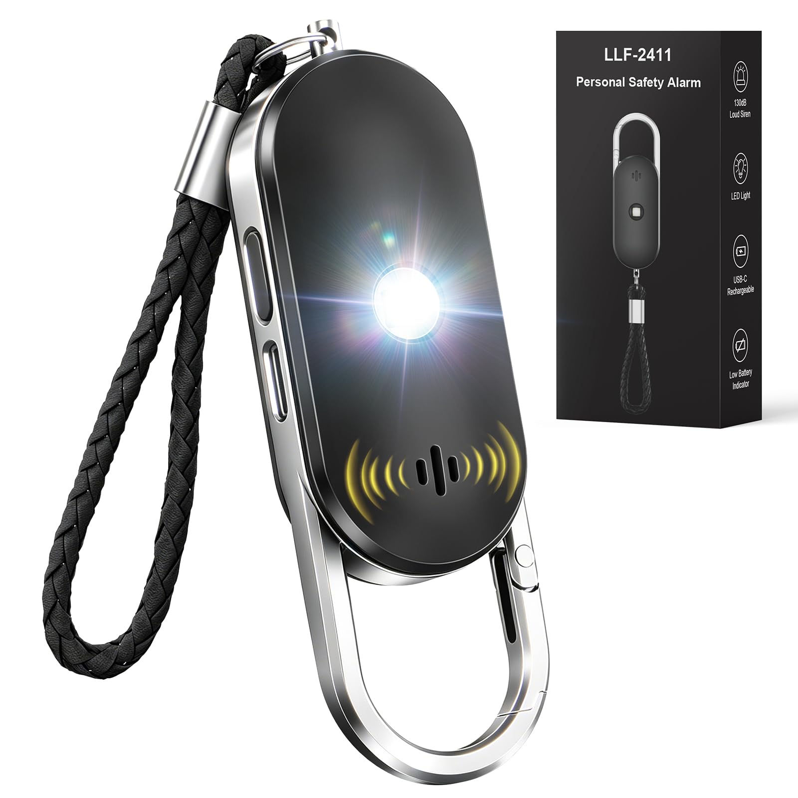 ISEYOU Personal Alarms for Women, 130 dB Extra Loud Panic Alarm with Strobe Light– Rechargeable Self Defense Keychain with Aluminum Alloy Shell, Emergency Siren for Girls, Kids and Elderly