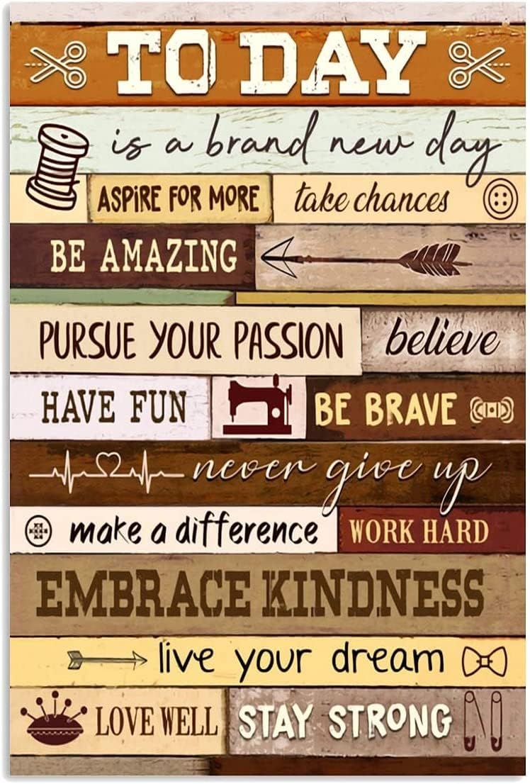Kwqdozf Tin Sign-3 8X12 Inch To Day Sewing Vintage Metal Aluminum Tin Sign Door Signs 8X12 Inc