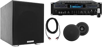 Technical Pro Home Theater Receiver+2 5.25" Black Ceiling Speakers+8" Subwoofer