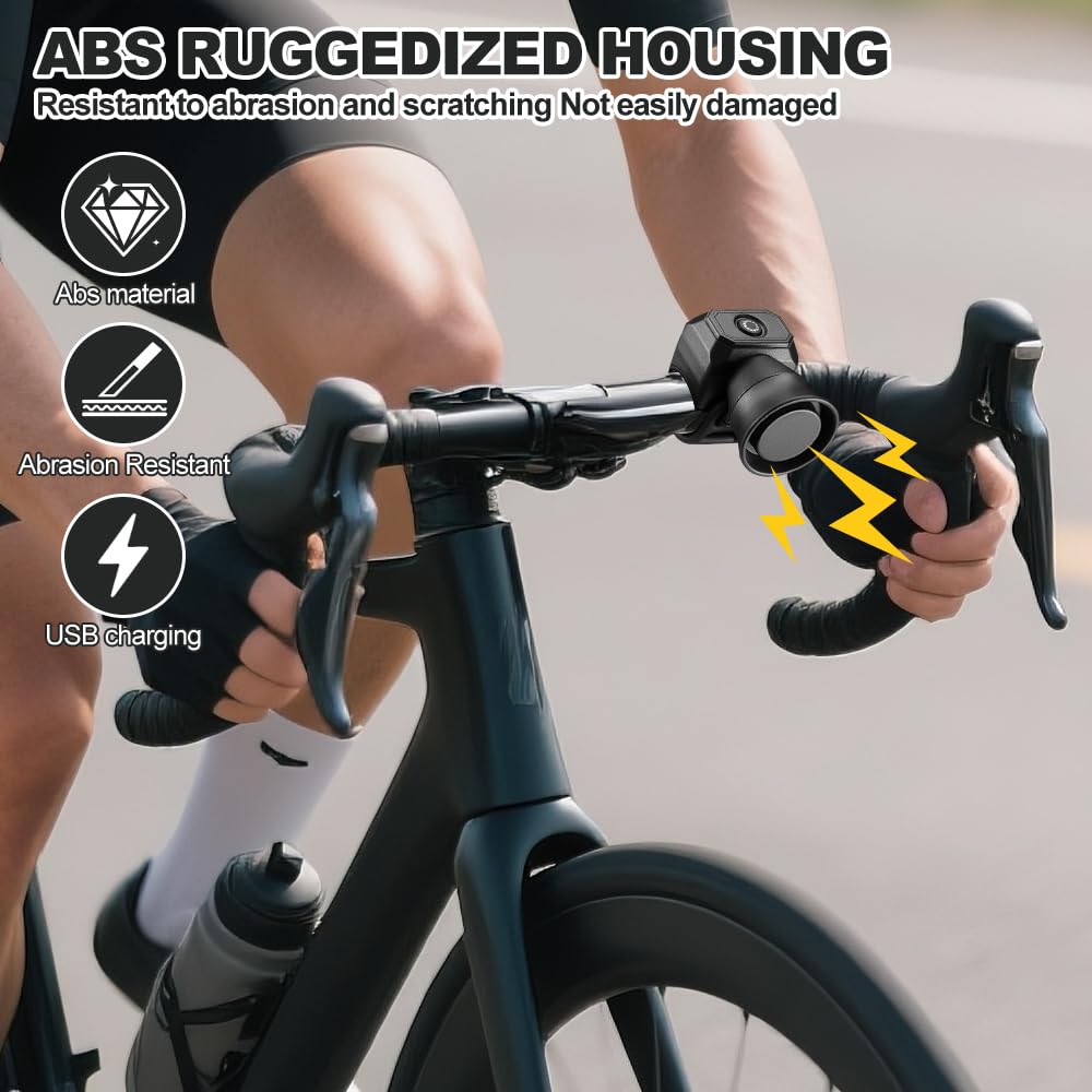 Campanello elettrico per bicicletta da 120 dB con 5 suonerie, clacson elettrico ricaricabile, USB, per MTB, bici da corsa, scooter