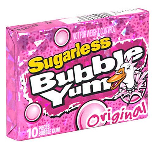 BUBBLE YUM Sugar Free Bubble Gum, Original, 10 Pieces (Pack of 12)