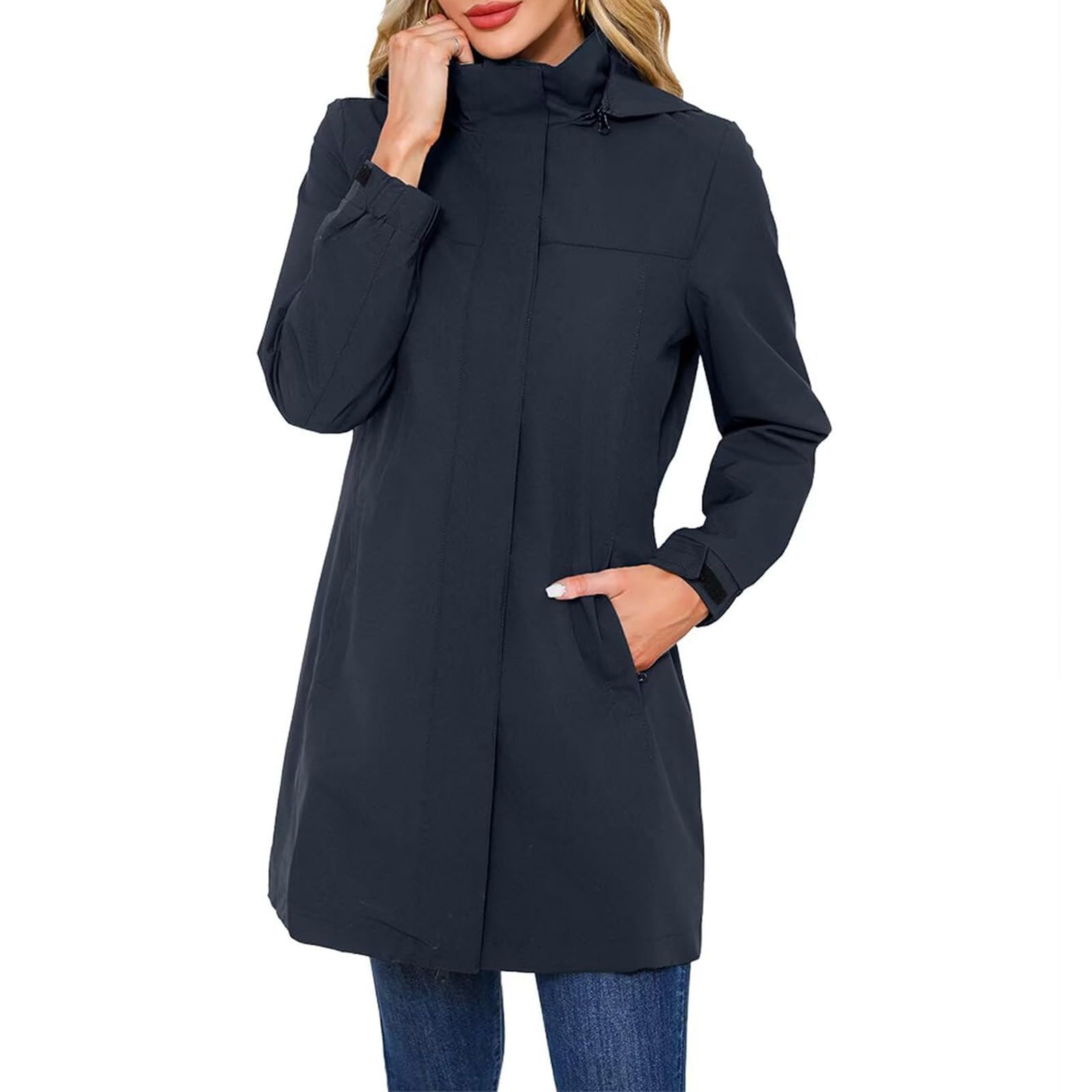 Giacca Da Donna Per La Transizione, Softshell, A, Esterno, Cappotto Primaverile E Autunnale Invernale Grigio Giubbotto Canadian Impermeabile Tascabile Giacche Antipioggia Trench Vento