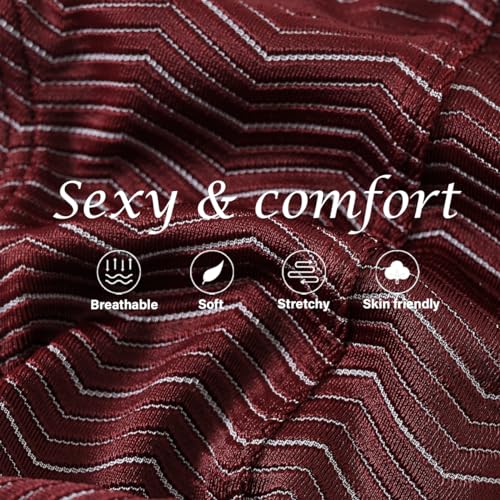 JINSHI Men's Sexy Low Rise Thongs Underwear Stretch Bulge Pouch T-back Stripe bikini Butt-Flaunting G-string3