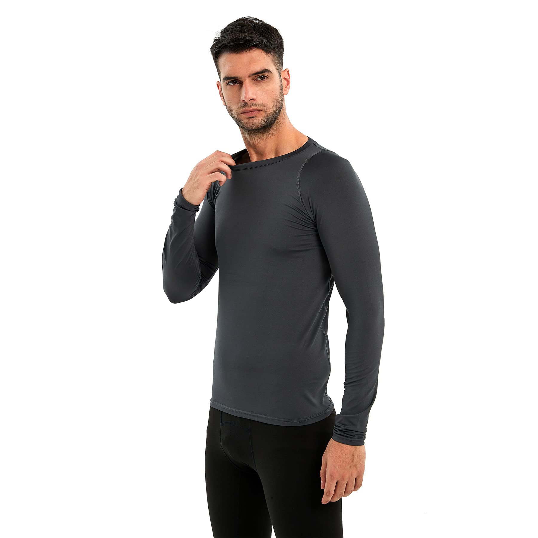 AMZSPORT 2 Pezzi Maglia Compressione Uomo Maglietta Termica Manica Lunga Maglie Sportiva Shirts Traspirante da Asciugatura Rapida Camicia Fitness Palestra