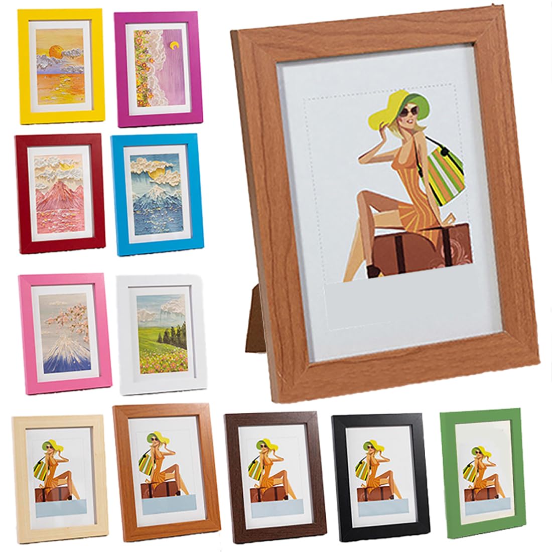 Coloured Wooden 4X6 5X7 6X8 Classic Elegant DIY Poster Picture Photo Frames (Mahogany, 5"x7")