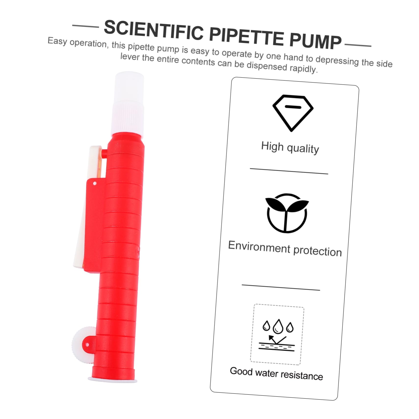 iplusmile Pompe à Pipettes de Laboratoire en Pp Rouge 25ml Distribution Rapide et Remplissage Précis pour Expériences Scientifiques