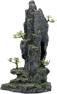 balacoo Aquarium Mountain View Stone Ornament Tree Rock Cave Fish Tank Decoration Fish Hiding Cave