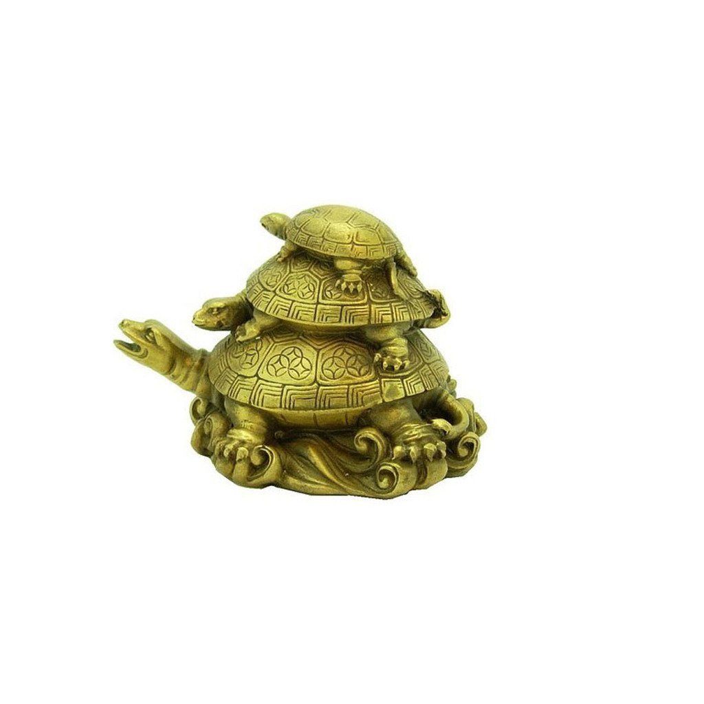 GJ GRAND JHAIJI Feng Shui Three Tiered Tortoises for Longevity Showpiece - 7.6 cm