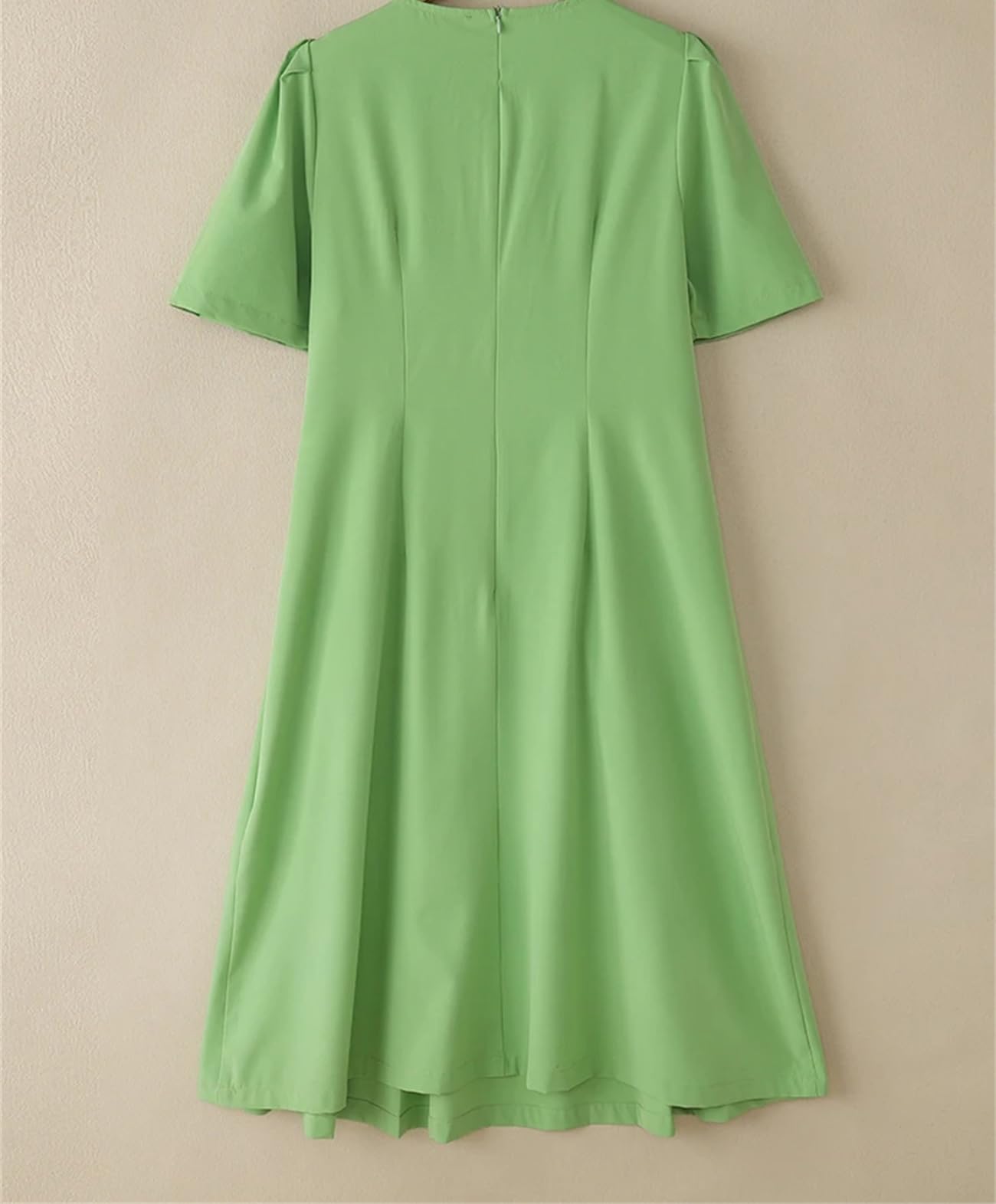 Ufficio Signora Abiti Da Donna Estate Solido Pieghe Elegante Manica Corta Partito Vestito Midi Vestito