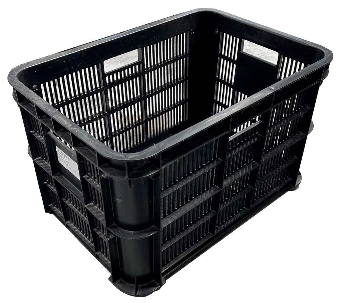 Solent Plastics Black 44 Litre Heavy Duty Ventilated Stacking Plastic Crates (1)