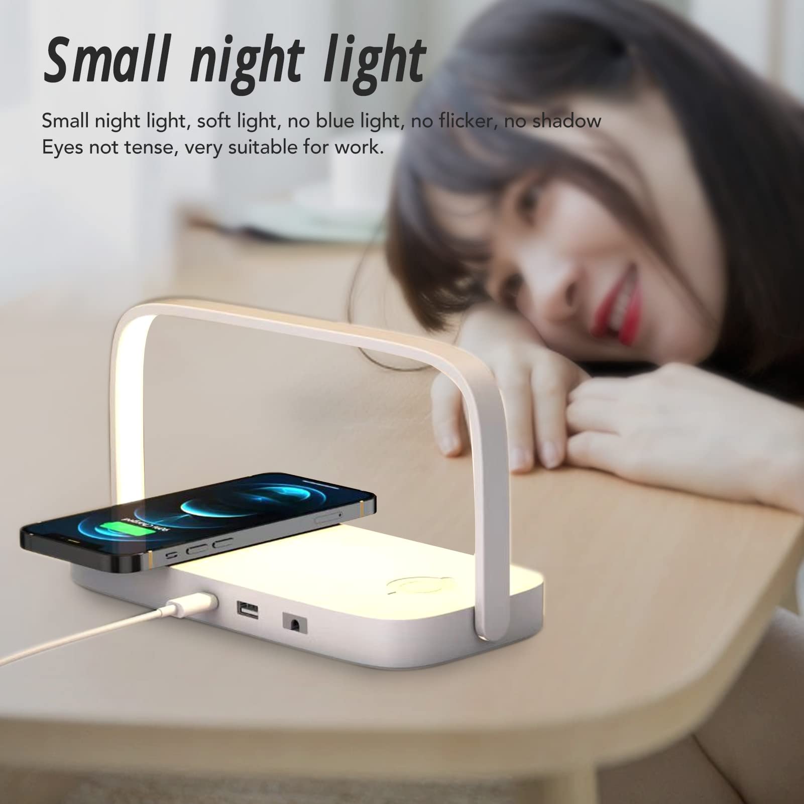 Caricabatterie Wireless 3 in 1 con Luce Notturna, Dissipazione Rapida del Calore e Protezione da Sovracorrente per Casa e Ufficio, Dimensioni Compatte, Design Elegante