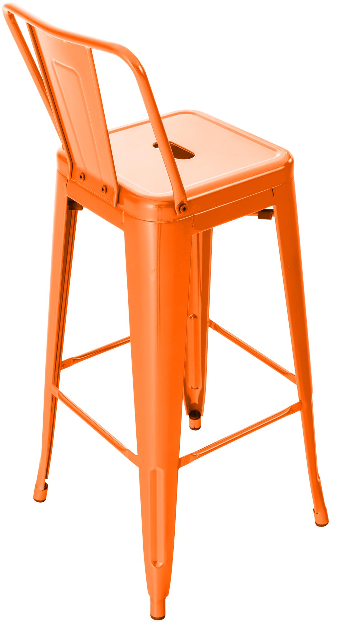 CLP Barhocker 2er Set mit Lehne im Industrial-Look Mason, mit Rückenlehne und Fußablage, Barstuhl mit Rückenlehne und Bodenschoner | Farbe orange