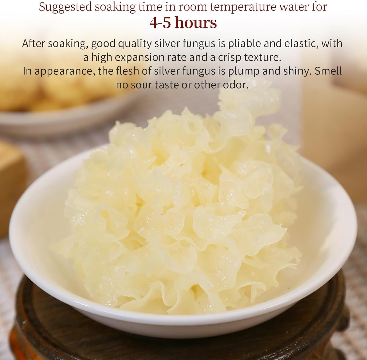 Tremella Fuciformis Hongo de Nieve Cultivado en Madera 250g Seco Natural