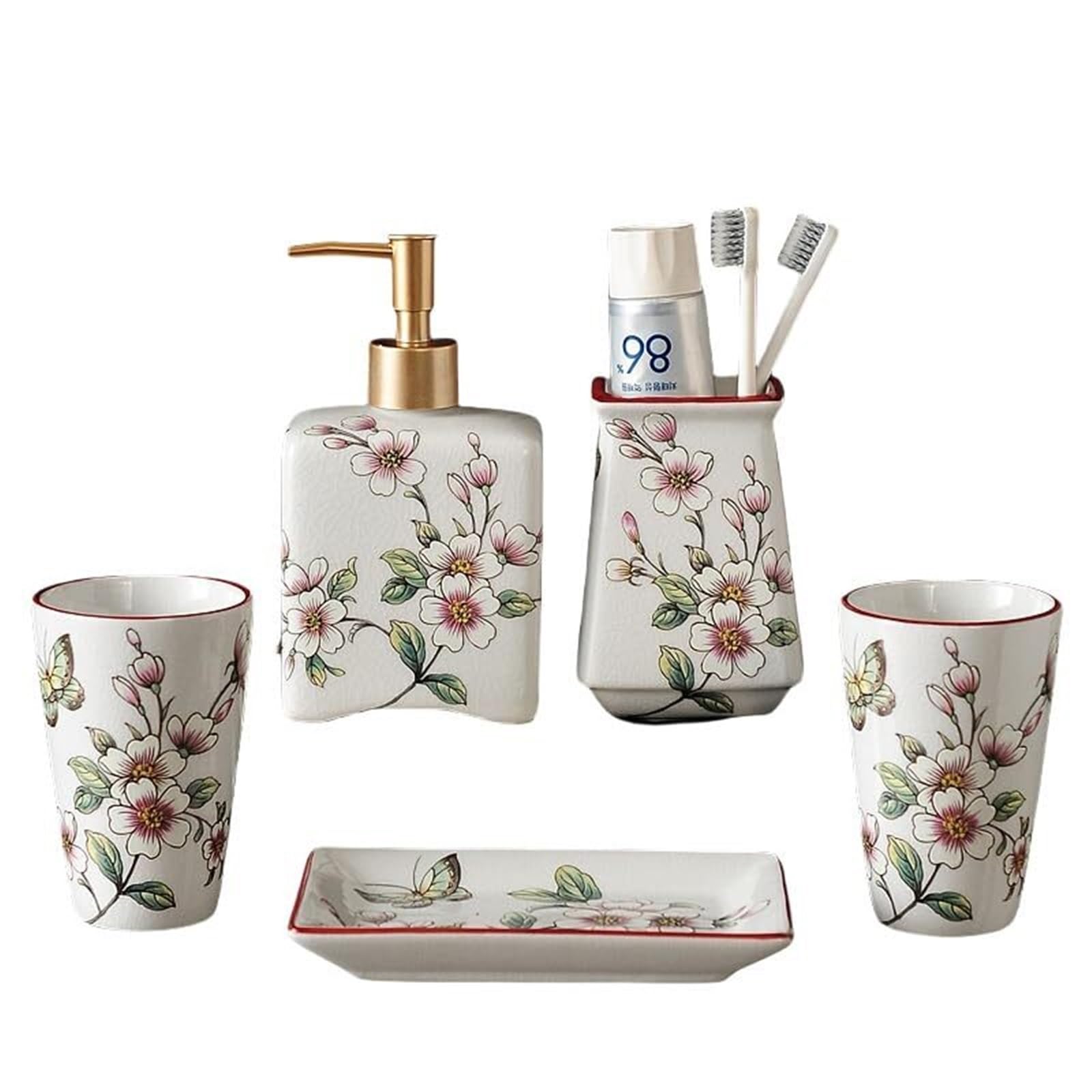 Juego de accesorios de baño decorativo estilo floral vintage un regalo ideal de inauguración