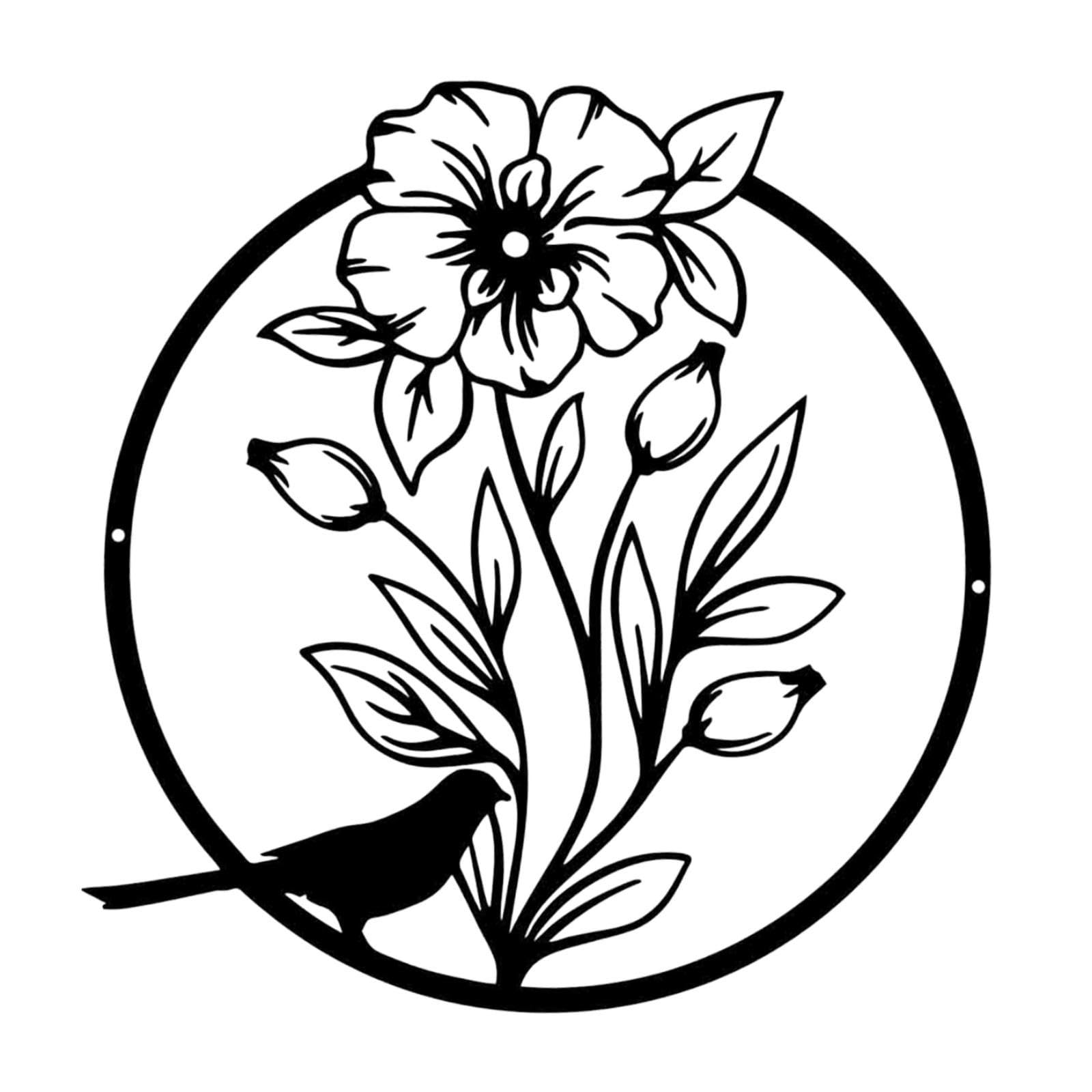 Metal Flowers Wall Decor Black Wall Art Sculpture for Backyard Balcony Fence Style A|Home & Garden | Home D?©cor | Figurines| Figurines-image-24