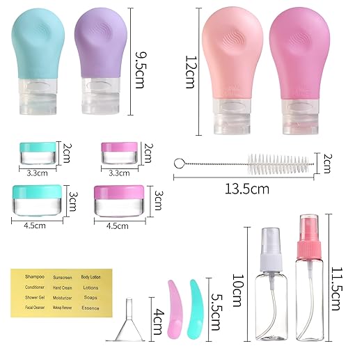 Miniatura 7 de Gemice Paquete de 16 botellas de viaje para artículos de tocador, recipientes de tamaño de viaje aprobados por la TSA, a prueba de fugas, accesorios